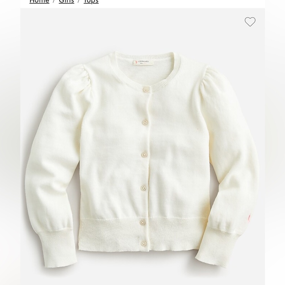 NEW Crewcuts Girls White Puff sleeve cardigan sz XL NWOT Price Firm!